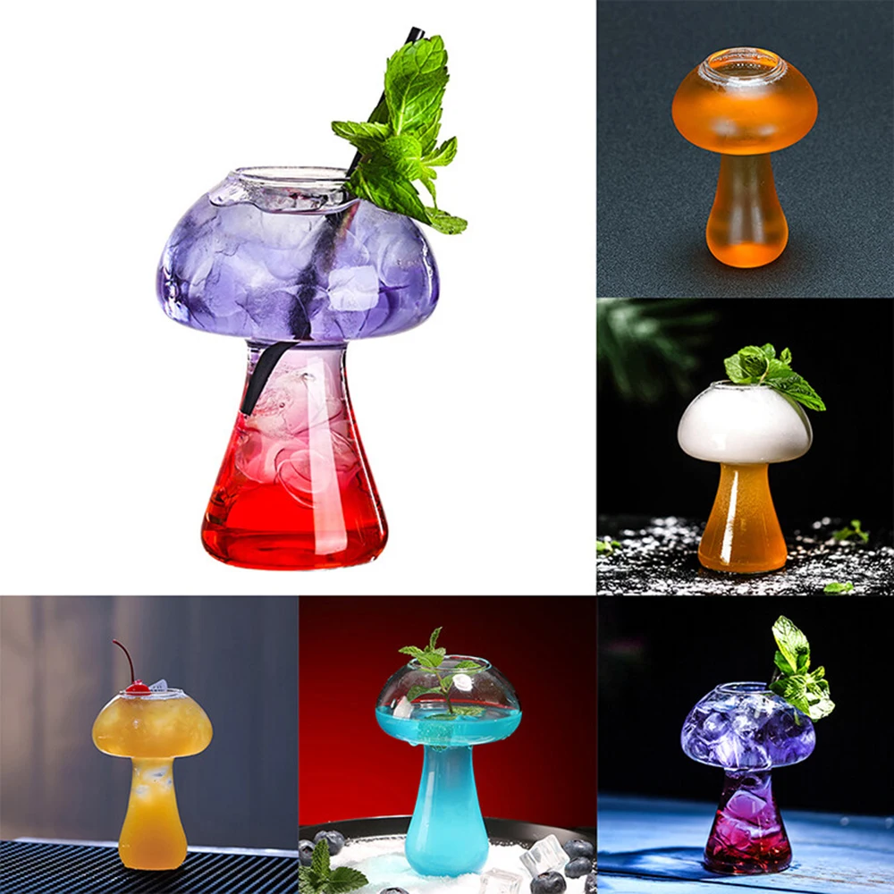 

380ml Cocktail Glass Creative Mushroom Transparent Wine Glass Drink Beer Cup Coffee Cup for Home Bar Party Glass