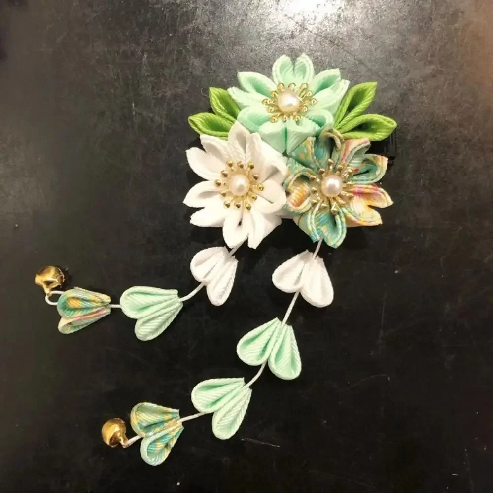 Японское кимоно из ткани с цветком складной веер детские аксессуары для волос