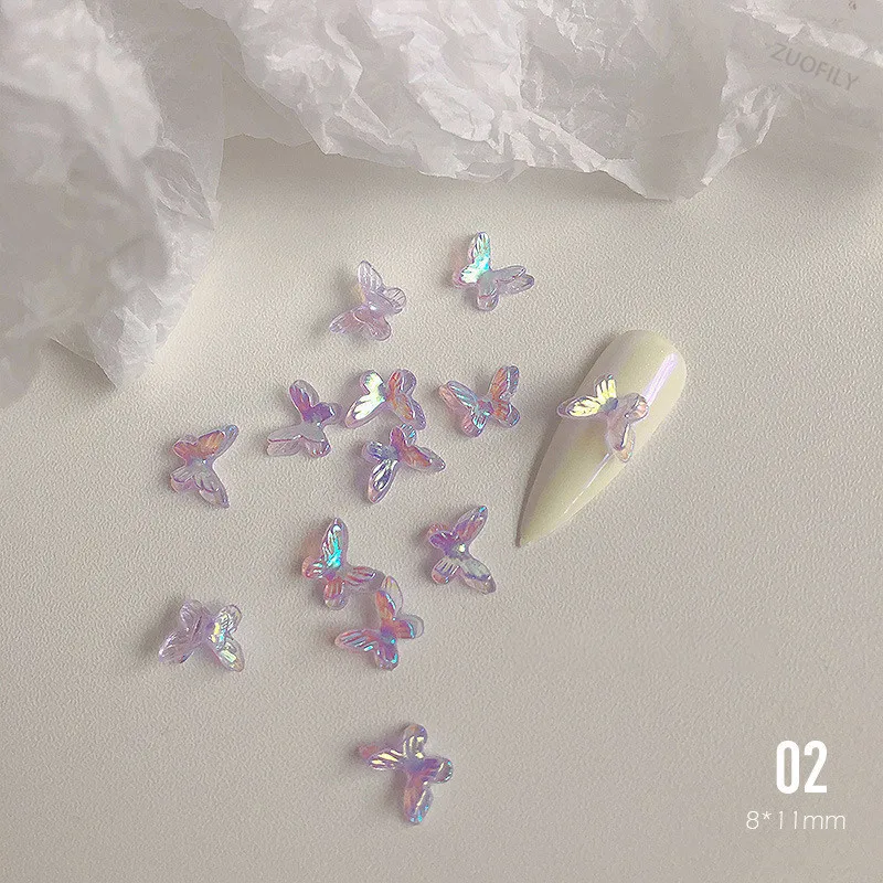 10/20pcs Aurora Glitter 3D Colorful Butterfly Nails Jewelry DIY Resin Manicure Decals Nail Art Decorations Accessories 2021 New | Красота и