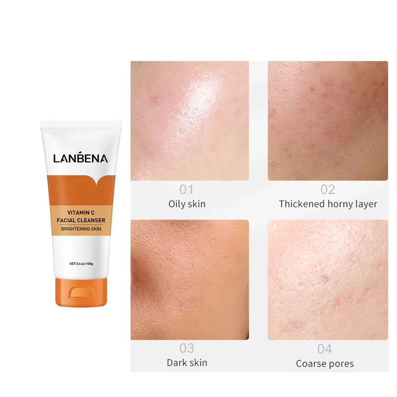 LANBENA Face Cleanser Vitamin C Whitening Deep Cleansing Moisturizing Cleaner Face Wash Foam Washing Facial Skin Care Products