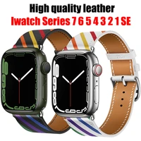 high quality leather loop band for apple watch 42mm 38mm 41mm 45mm series 7 3 4 5 6 se iwatch 40mm 44mm sports strap tour band