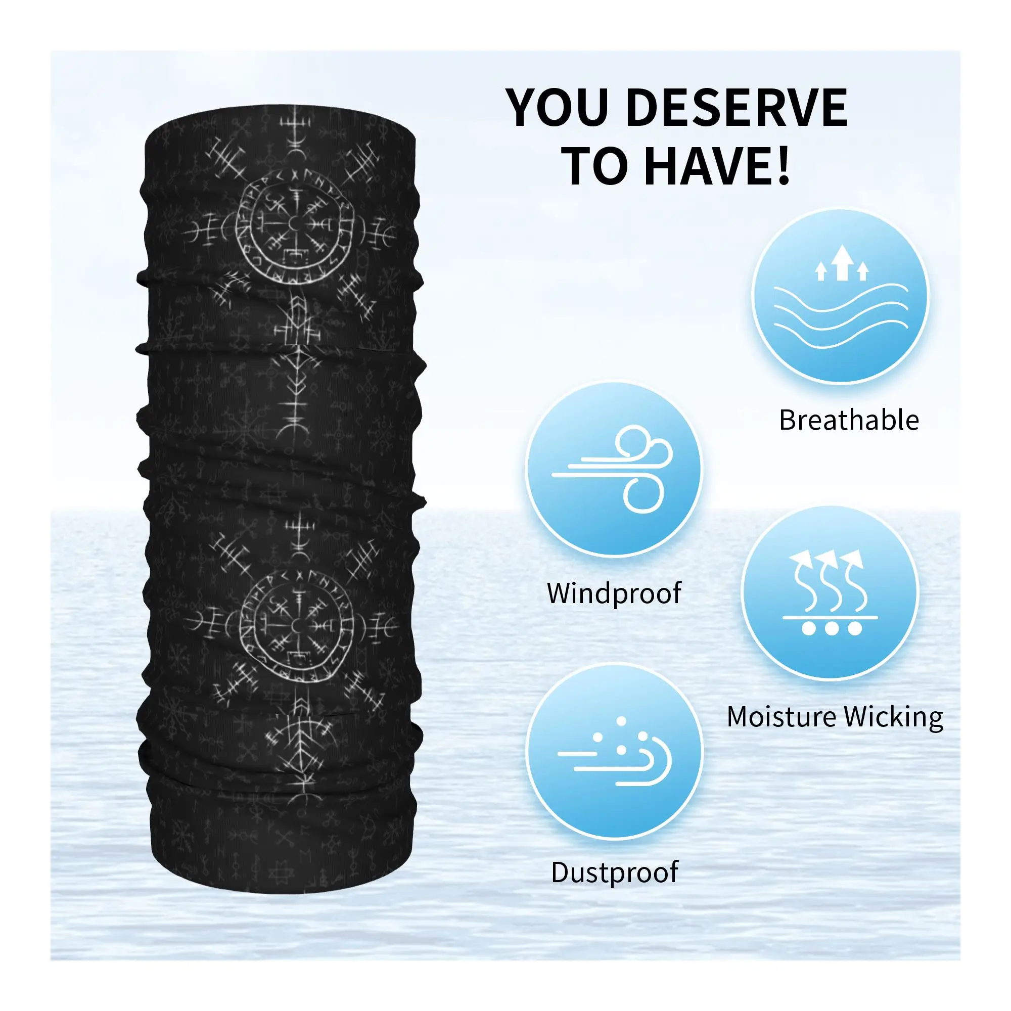 Фото Lucky Charm Viking Compass Vegvisir бандана утеплитель для шеи мужской ветрозащитный шарф для лица для лыж Vikings Valhalla гетры повязка на голову №3