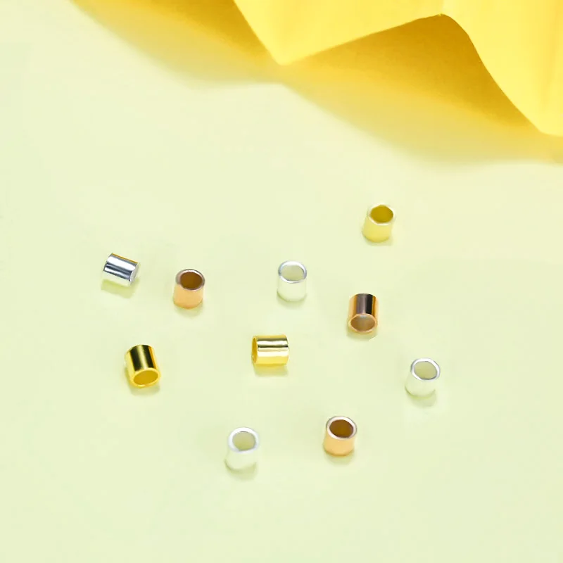 10PCS 925 Sterling Silver Crimp & End Beads 1.5mm,2mm Gold Silver Crimps Silver End Beads For Jewelry Making Jewelry Findings