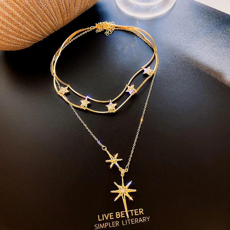 

Classic Pentagram Star Pendant Necklace South Korea Sexy Female Jewelry Fashion Neck Jewelry Student Clavicle Chain 2022 New
