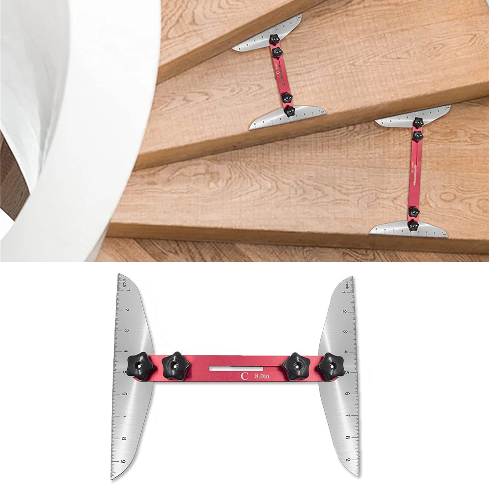 

11.4-60.7 inch Adjustable Stair Measuring Ruler Home Stair Renovation Tools Stair Treads Stainless Steel Gauge Template Jig