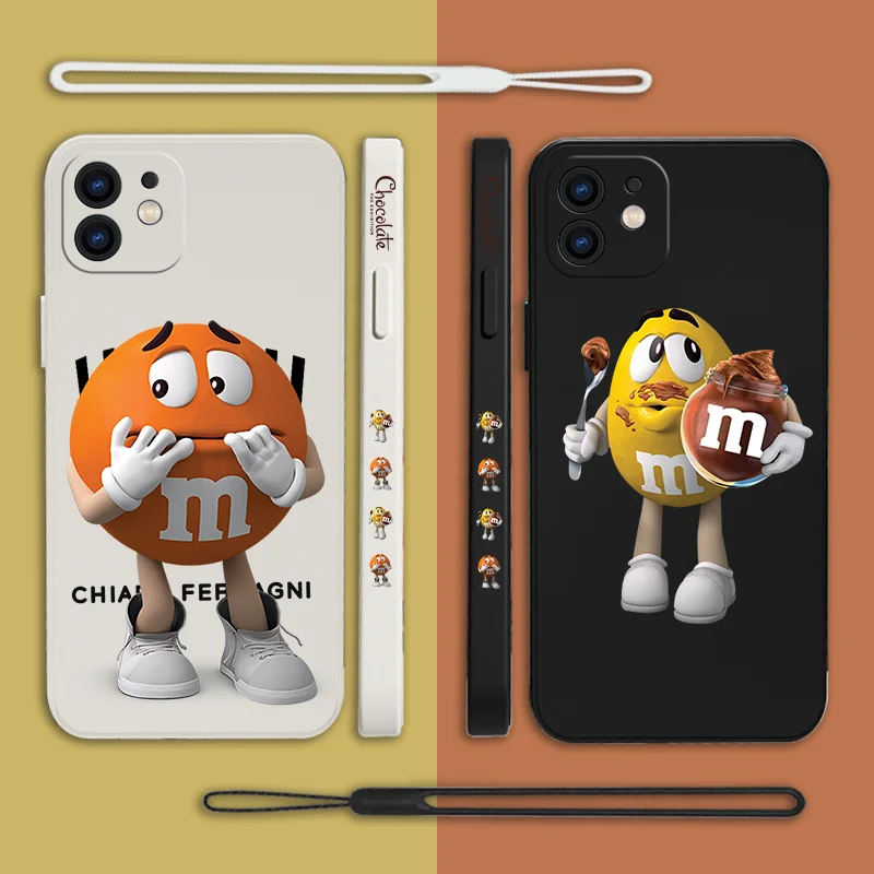

M-Mini -C-Chocolate-Beans Phone Case For Samsung Galaxy S23 S22 S21 S20 Ultra FE S10 4G S9 S10E Note 20 10 9 With Lanyard Cover