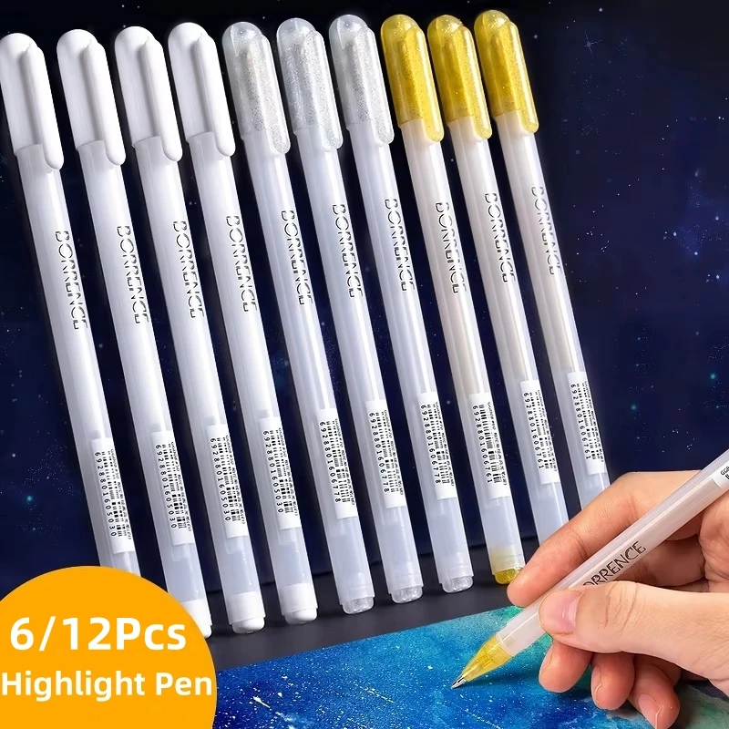 Белая гелевая ручка Borrence большой емкости 0 8 мм хайлайтер эскиз рисунок