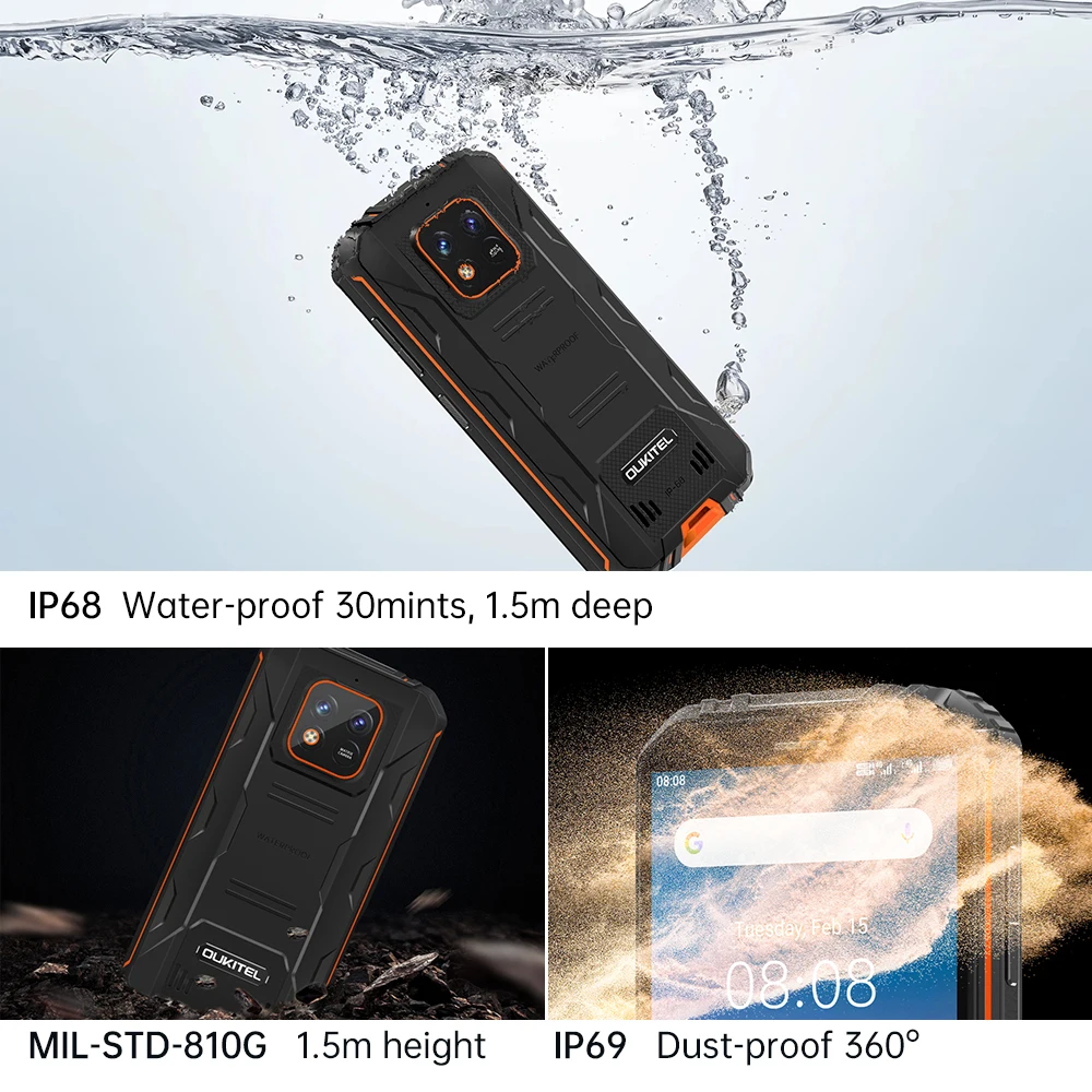 OUKITEL WP18 Smartphone Rugged Smartphone 12500mAh 4GB+32GB Android 11 5.93'' TFT HD+ Display Quad Core Cell Phone 13MP Camera