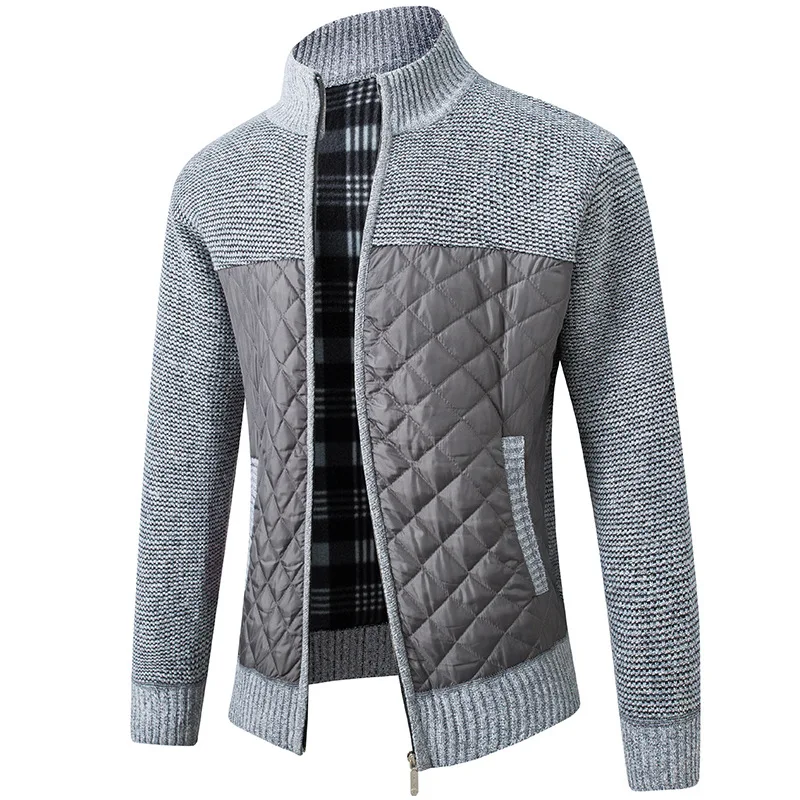 Men's Cardigan Jumper Knit Zipper Color Block Stand Collar Stylish Holiday Fall Winter Long Sleeve Black Gray Sweater / Unisex