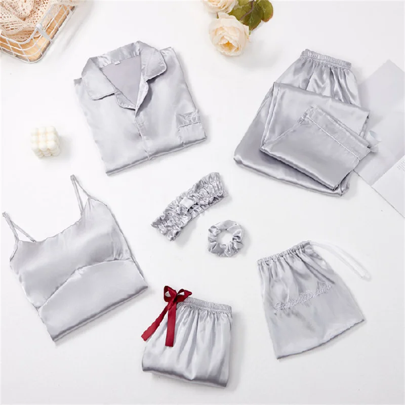 Autumn Full Pajamas Set Sexy Sleepwear Women Pure Black Shirt Sleeve Pyjama Women's Fashion Confortable Homewear Plus Size