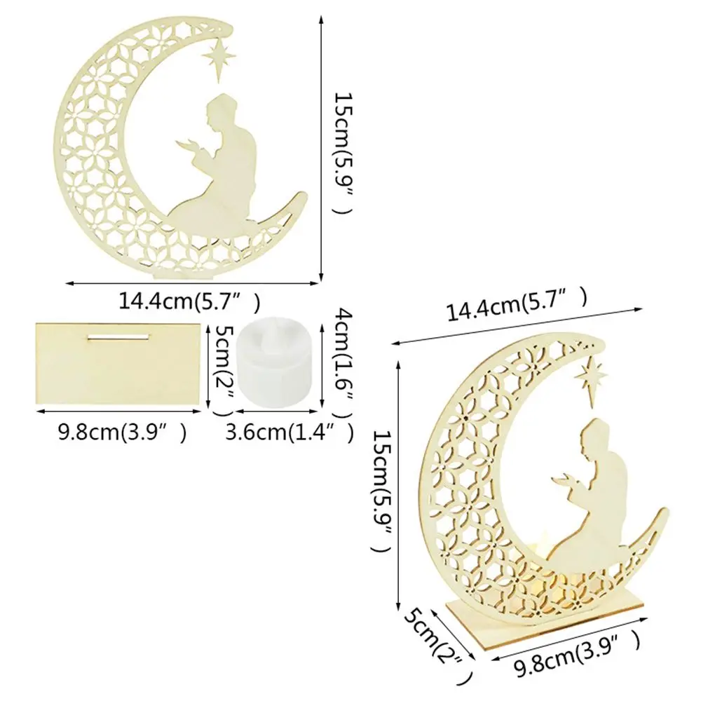 Светодиодный подвесной деревянный Ид Мубарак Карим Рамадан Свечи Свет Исламский