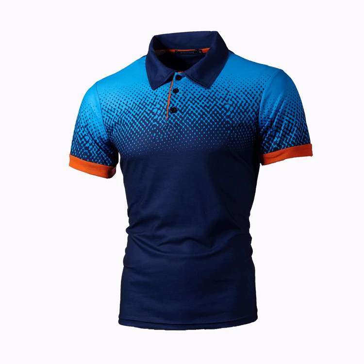 

Summer Men's Color Gradient 3D Printed PoloT Shirt with A Slim Polo Collar, Fashionable and Casual