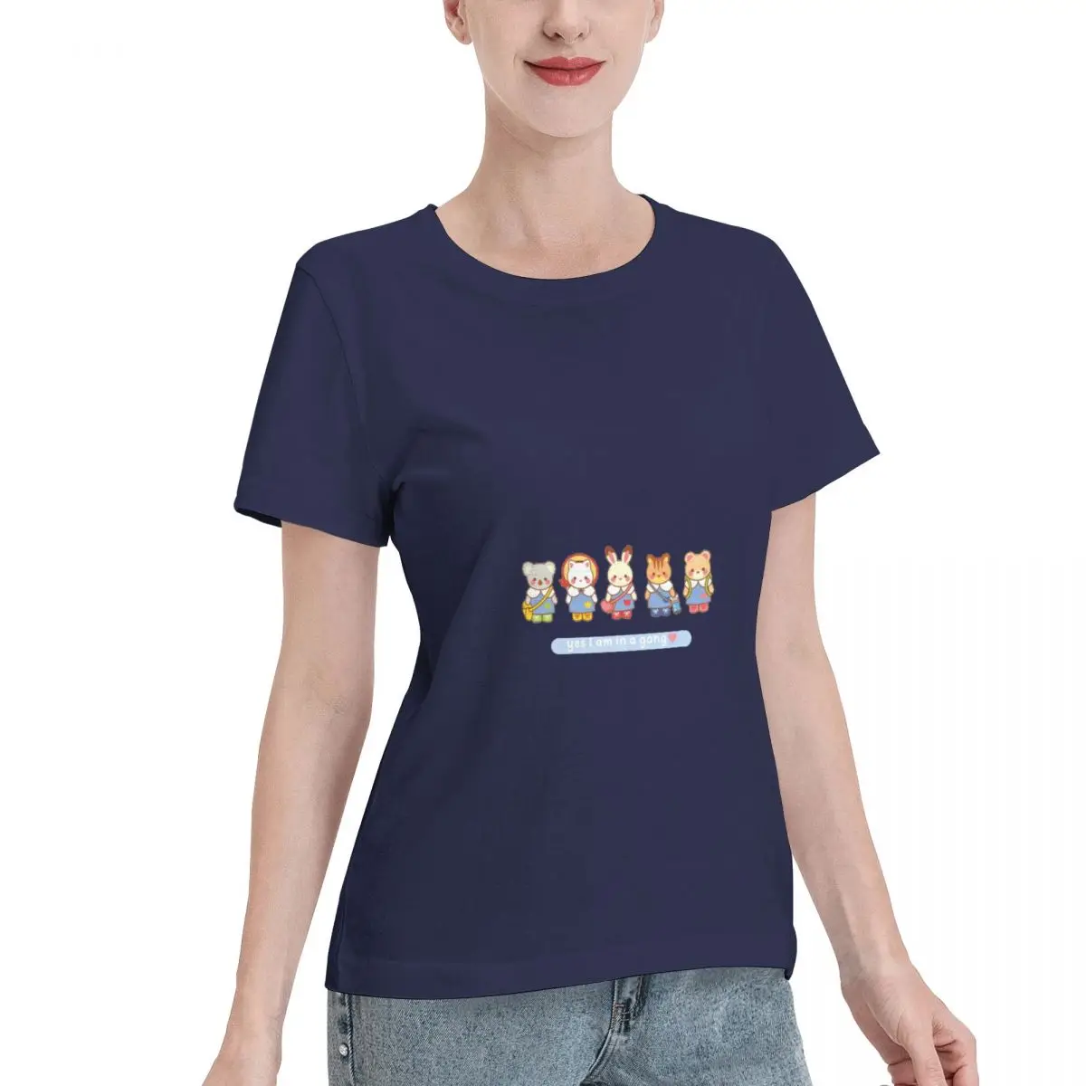 Женская футболка S-y-lvanian F-amilies повседневная с круглым вырезом из смеси хлопка