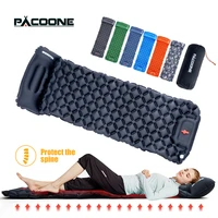 pacoone ultralight outdoor camping sleeping pad air mat inflatable mattress with pillows built in inflator pump travel hiking