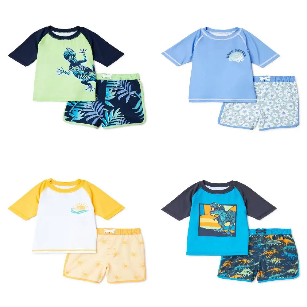 

Bright, Stylish, Fun 12M-5T Boy's Rashguard Short Sleeve Swim Set for All Ages - Perfect for Kids Of All Ages!