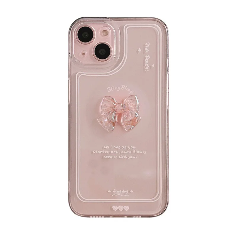 

3D Crystal Bow Tpu Soft Side Phone Case For Iphone 14 13 12 Mini 11 Pro X Xr Xs Max 7 8 Plus Se 2020 Lens Protection Phone Case