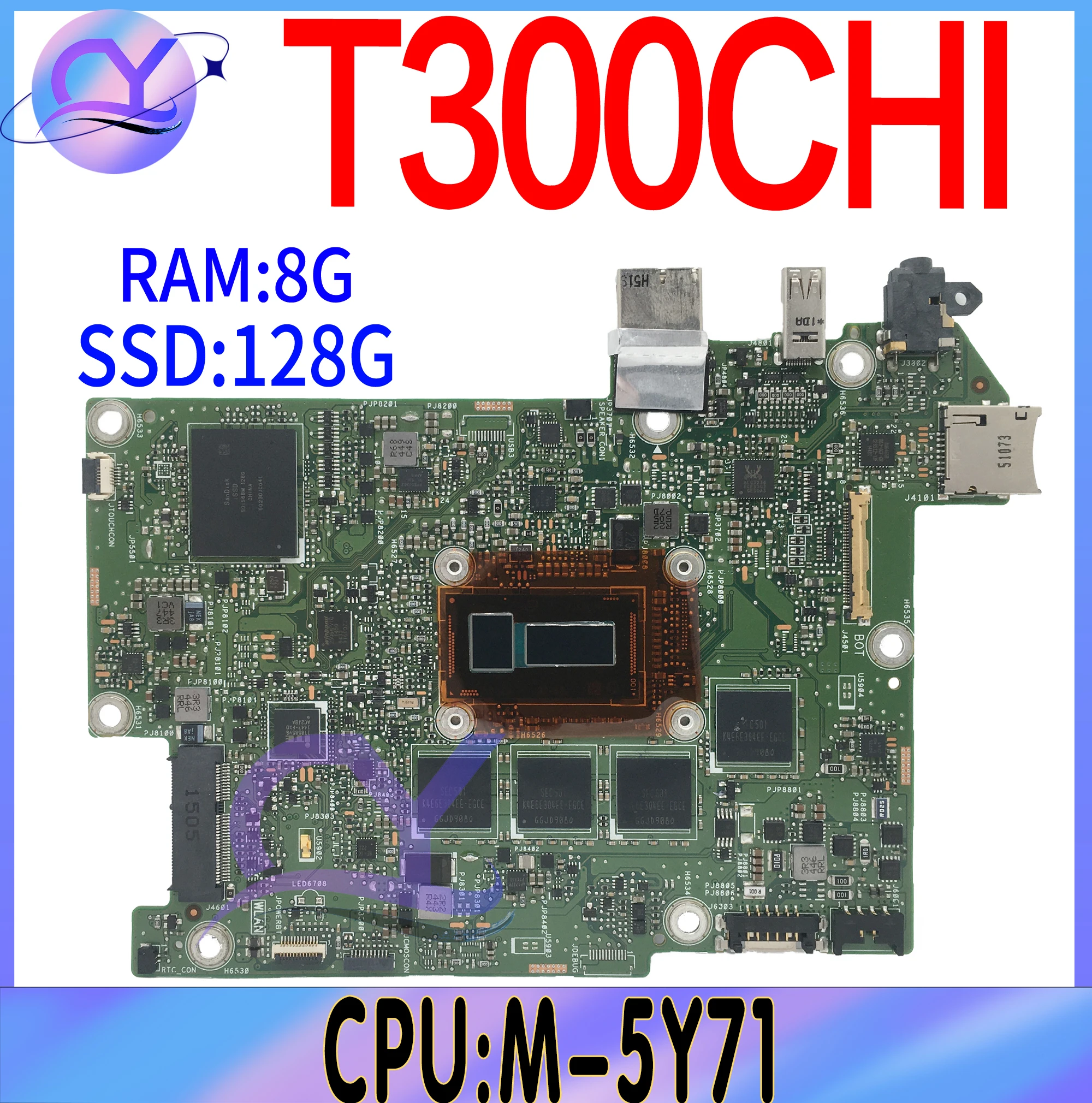 

T300CHI Mainboard For ASUS Transformer Book T300 Chi T300C Laptop Motherboard with M-5Y71 CPU 8GB-RAM 128G-SSD 100% Test Well