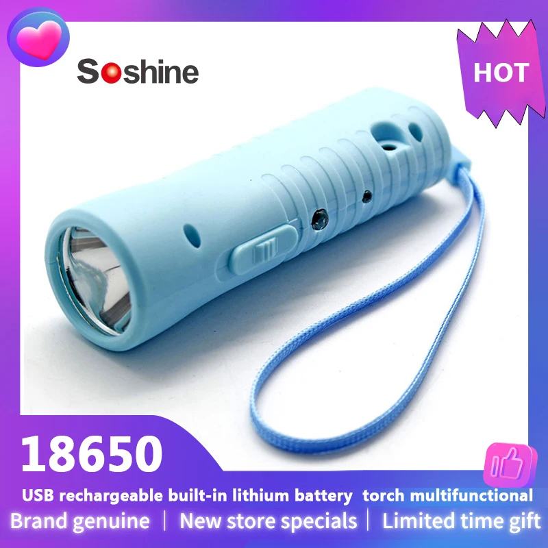 

Soshine 18650 USB Rechargeable Built-in 1200mAh Lithium Battery LED Small Flashlight Multifunctional Camping Lamp Money Detector