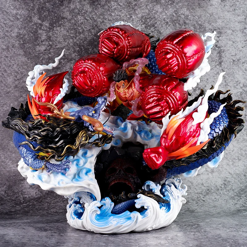 

Анимационная цельная фигурка Луффи VS Kaido с четырьмя передачами, модель, ручное украшение, Коллекционная модель, игрушка, рождественский подарок