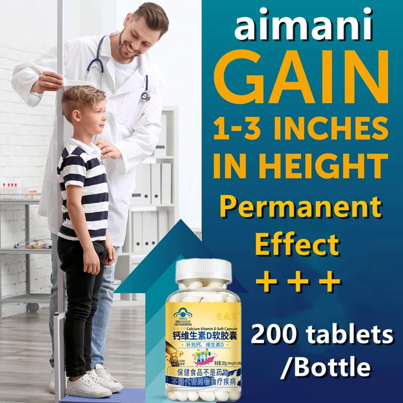 

Height Growth Calcium Vitamin D Pills Natural Vegan Capsules to Grow Taller Bone Strength Without Growth Hormone 200 Softgel