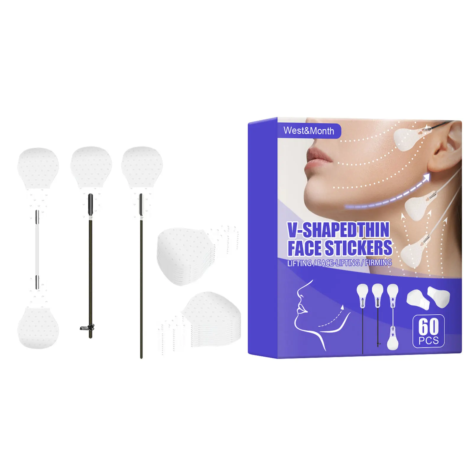 60 шт. невидимые s-образные Пластыри для подтяжки лица |