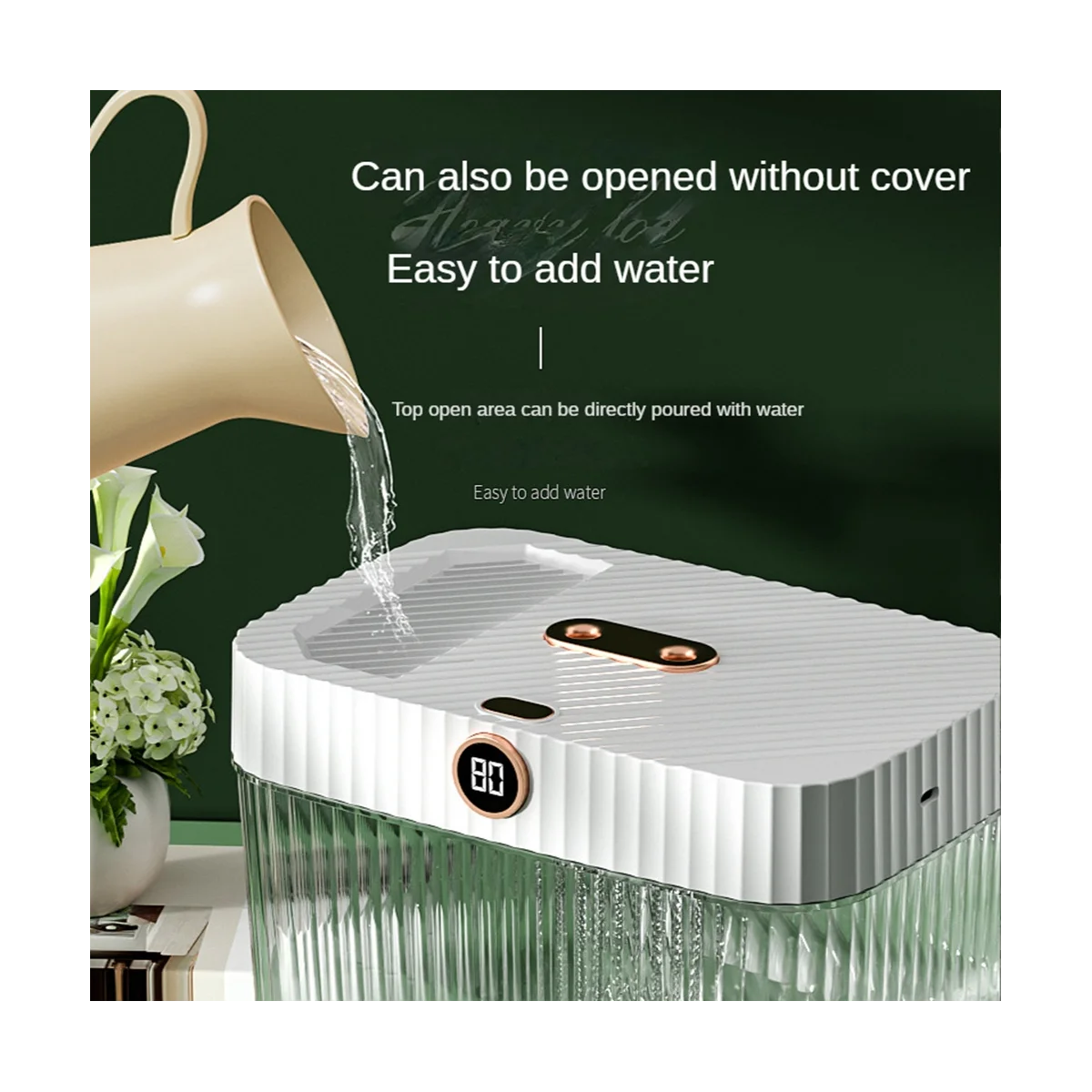 

5L Double Nozzle Air Humidifier with LCD Humidity Display Larges Capacity Essential Oil Diffuser Bedroom-B