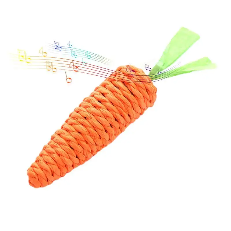 Carrot Cat Toy Paper Rope Pet Teeth Chewing Toy Built-in Bell Cat Exercise Toy Carrot Toy For Chewing Claw Grinding Teeth