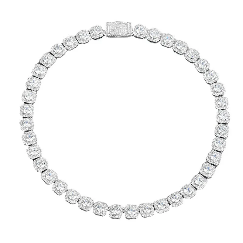 

Европейская и американская новинка, квадратная циркониевая цепочка 11 мм с ледяным сахаром, модные дизайнерские аксессуары, полностью Алмаз...