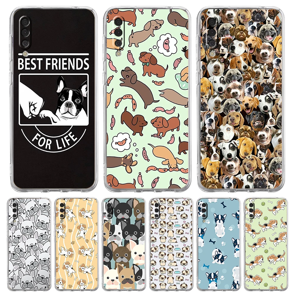 

Dog French Bulldog Transparent Phone Case for Samsung Galaxy A12 A02 A03S A50 A70 A10 A10S A20 A30 A40 Luxury Soft Cover Capas