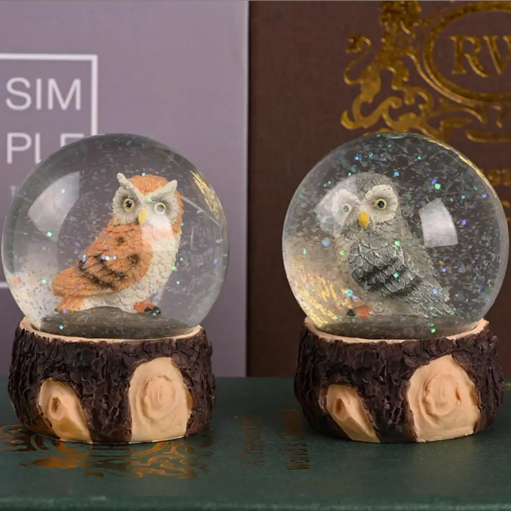 

Nordic Owl Crystal Ball Hand-carved Resin Statue Desktop Animal Crafts Christmas Decorations Crystal Ball Home Office Supplies