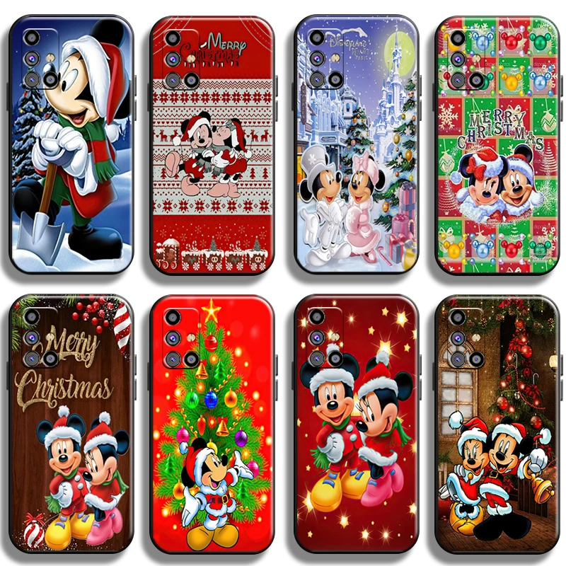 

Merry Christmas Mickey Minnie Phone Case For Samsung Galaxy M31 M31S Back Shockproof Full Protection Liquid Silicon Funda Coque