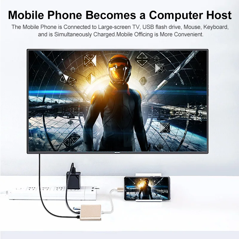 Фото Адаптер концентратора VGA USB C 3.0, совместимый с Type-C и 4K, для MacBook, Samsung, Huawei, iphone, ноутбука, многопортовая зарядная док-станция №3