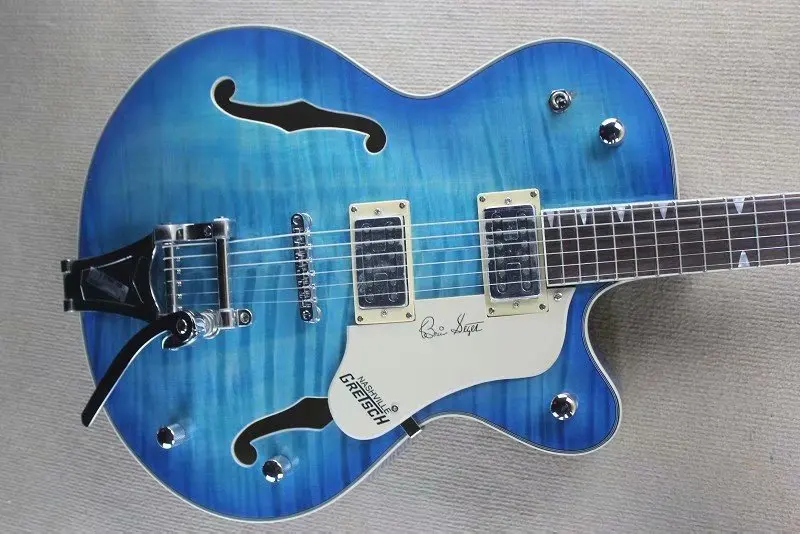

Бесплатная доставка, высокое качество, новинка 6120, полуполая гитара jazz blue electric guitar 2