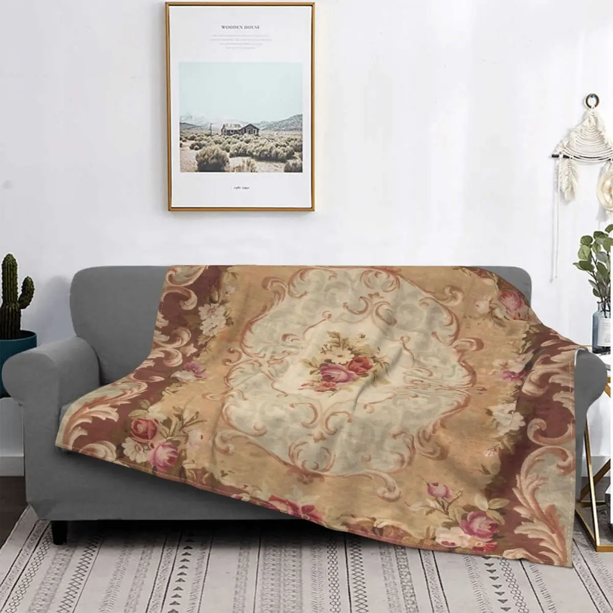 

Manta francesa Floral de Rosa antigua, a cuadros para cama colcha, manta doble para bebé