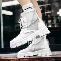 new designer platform mens martin boots streetwear motorcyclist boots men summer mens ankle boots breathable high top shoes