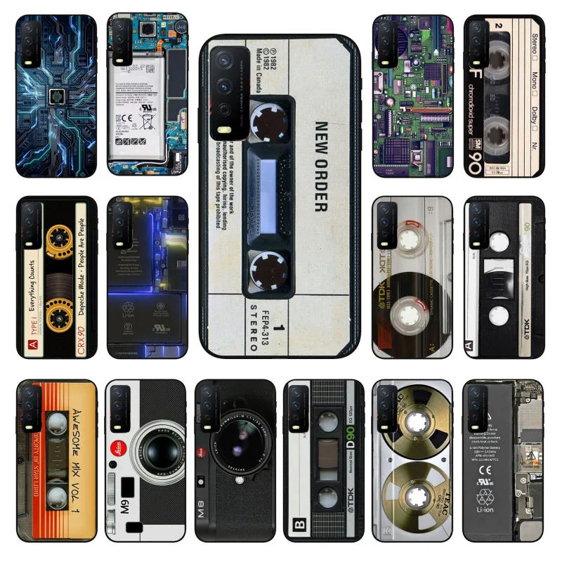 

Retro Vintage Camera Tape battery Phone Case For VIVO Y31 Y21 Y70 Y21S Y20 Y72 1907 Y12 Y11S Y53S Y33S Y55 Y76 Y51 Y15S Y01