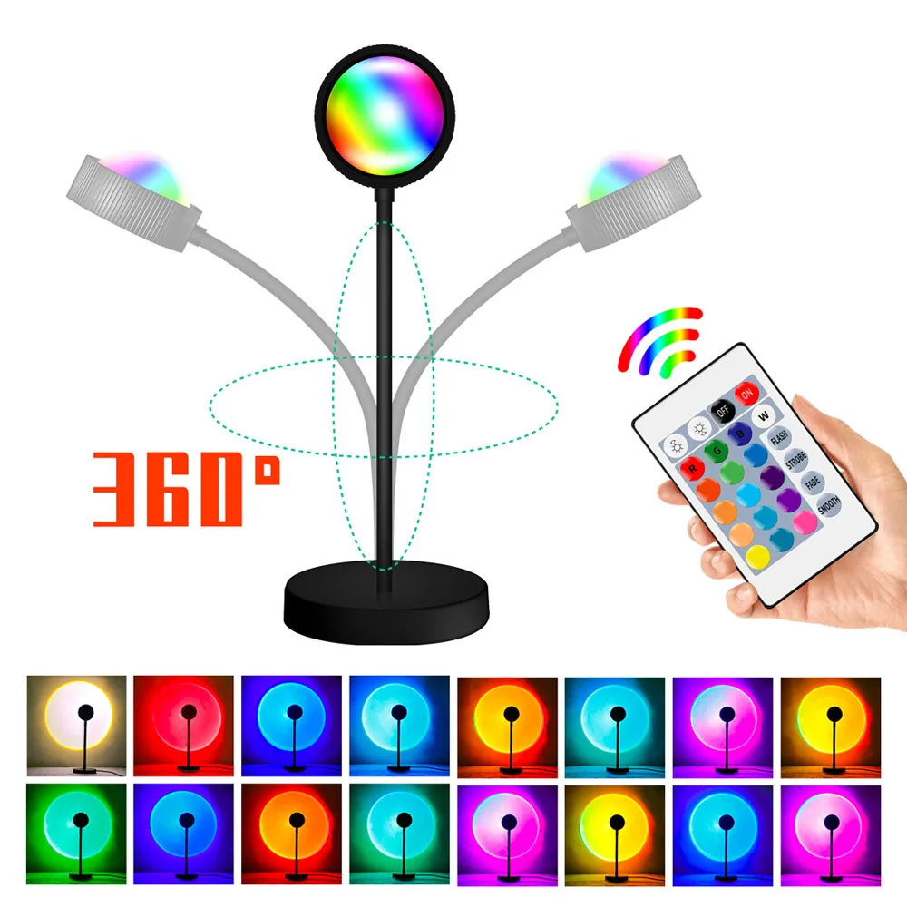 

Светодиодный проектор носветильник свет s RGB закат лампа 16 цветов USB Радужная атмосфера освещение фотография