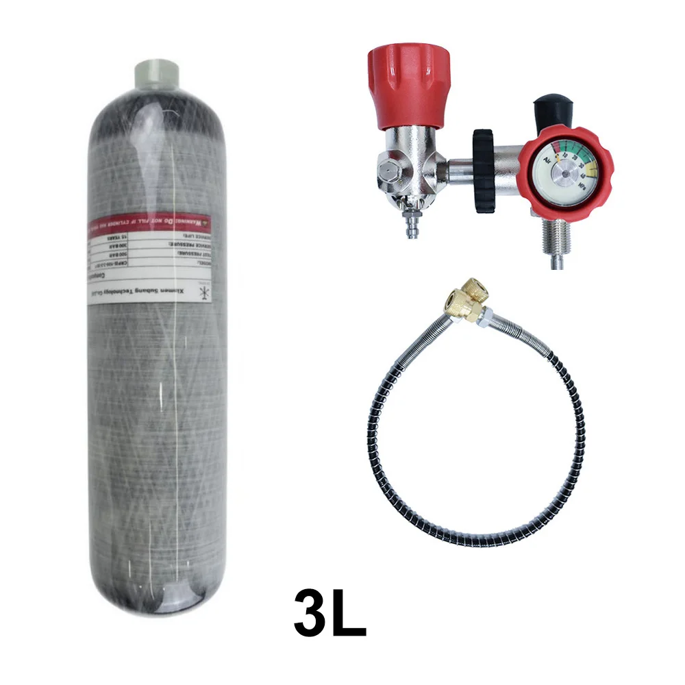 

TUXING 3L 300Bar 4500psi Carbon Fiber Cylinder for Mini Scuba Diving Bottles HPA Tank with Valve Gauge Filling Station M18*1.5