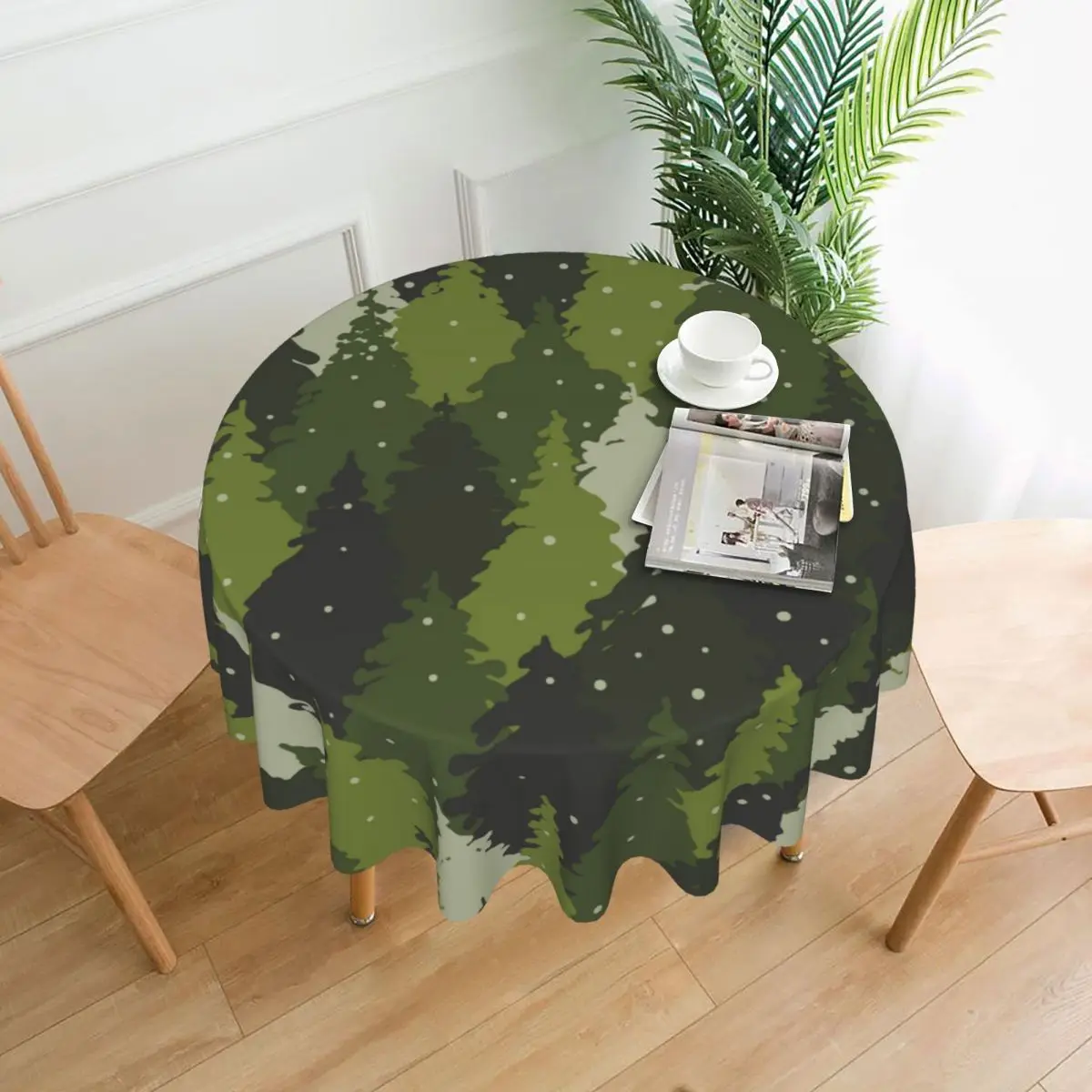 

Камуфляжная Декоративная скатерть с изображением лесного пейзажа, толстая круглая ткань для обеденного стола, скатерть для чайного столика