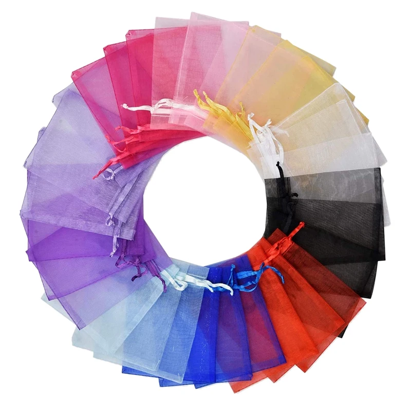 

100Pcs Organza Bags Party Gift Bags 9 X 12Cm, Organza Pouches Wedding Favour Bags,Small Candy Jewellery Bags(Multicolor)