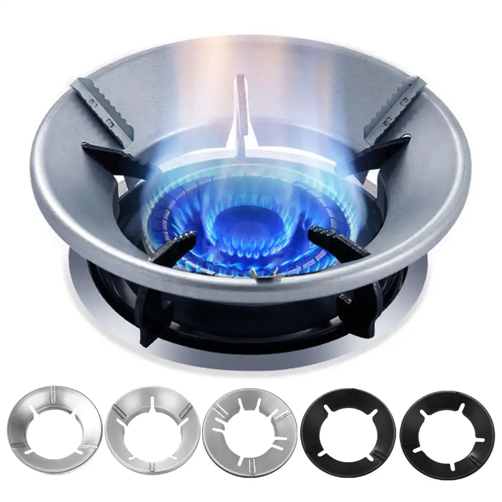 

Home Gas Stove Fire Wind Proof Energy Saver Cover Wind Shield Bracket Disk Fire Reflection Windproof Stand Kitchen Cooker Cover