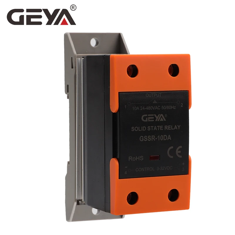 Однофазное твердотельное реле GEYA Din-рейка с радиатором SSR 10DA 25DA 40DA 60DA 80DA 100DA 120DA