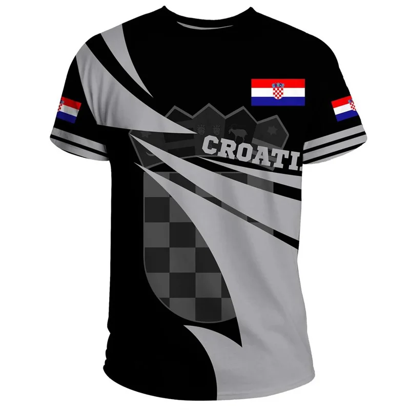 

Футболка мужская с эмблемой флага Хорватии, уличная одежда с коротким рукавом, свободная рубашка с 3D-принтом, с круглым вырезом, модные топы оверсайз, лето