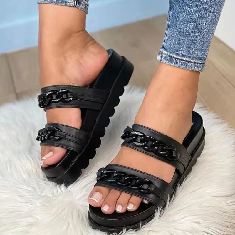 

Chain Thick Platform Women Slipper Sport Sandals 2022 New Fashion Women Shoes Walking Cozy Female Slides Flip Flops