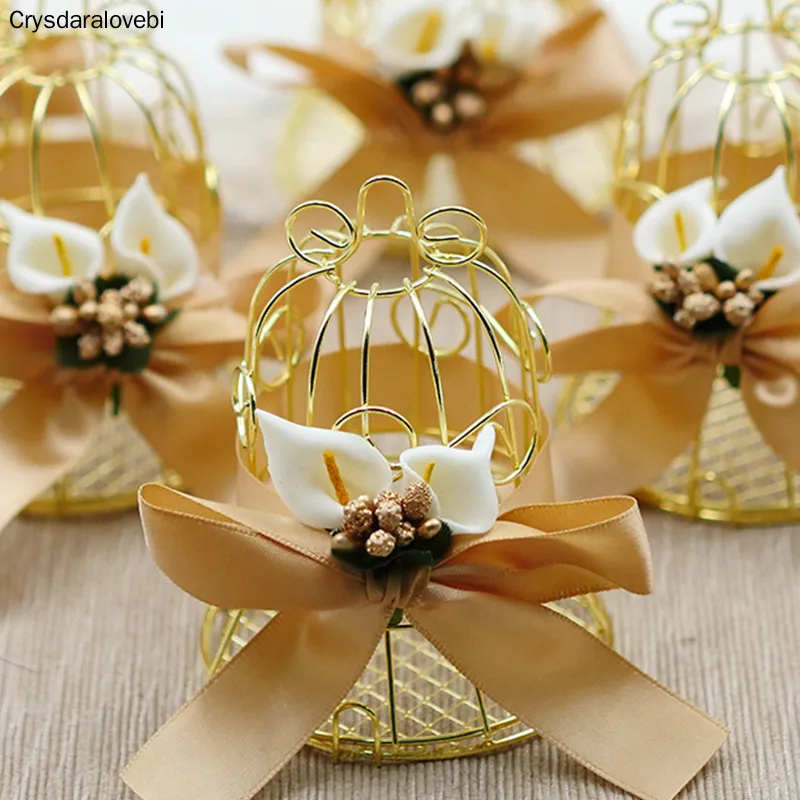 

Wedding Candy Box Tinplate birdcage bell gift bag with handles chocolate favor boxes packaging gift box Party Supplies wholesale