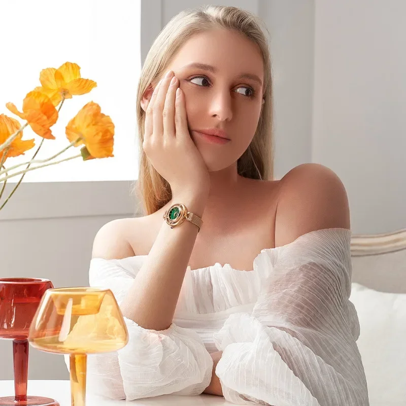 Женские модные маленькие золотые часы с бриллиантами водонепроницаемые