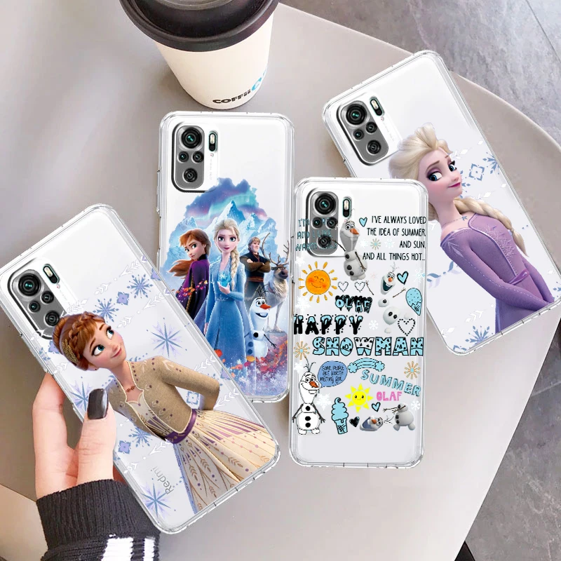 

Disney Frozen Anna and Elsa Phone Case For Xiaomi Redmi Note 11E 11S 11 11T 10 10S 9 9T 9S 8 8T Pro Plus 5G Transparent TPU