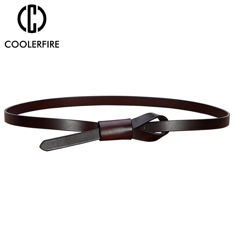 

Модный женский тонкий ремень из натуральной кожи с узлом и отделкой, высококачественный дизайнерский ремень для женщин, пояс для рубашки ...