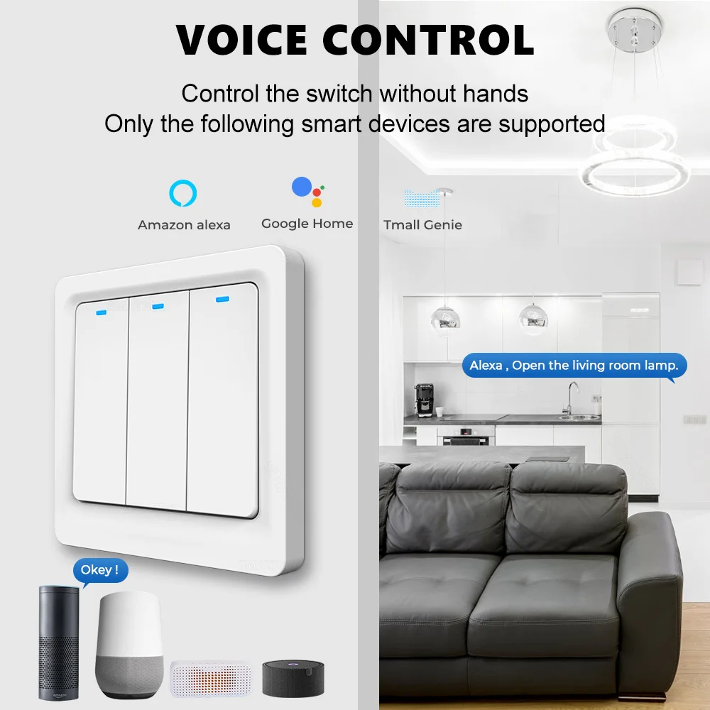 Умный выключатель Tuya Zigbee переключатель без нейтрального провода конденсатора