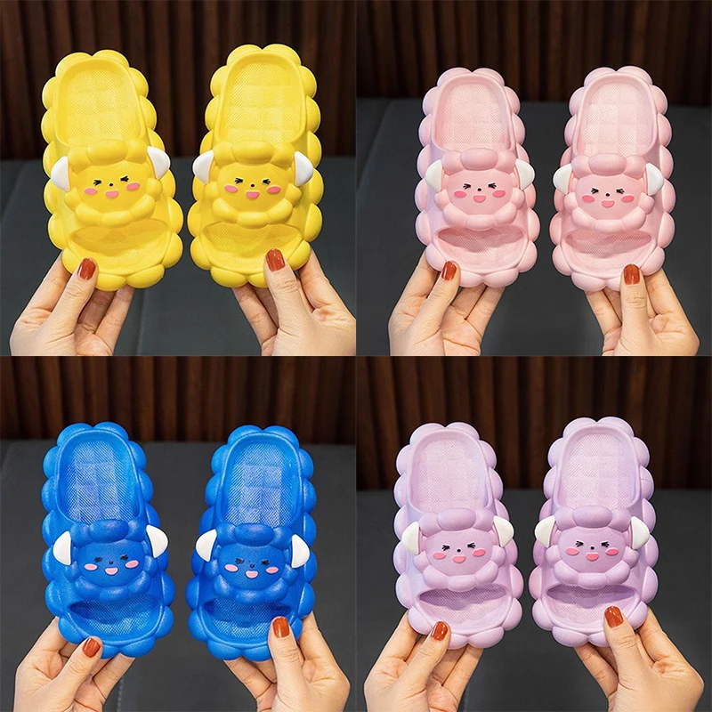 Летние детские тапочки с милыми животными и принтами удобные для домашнего